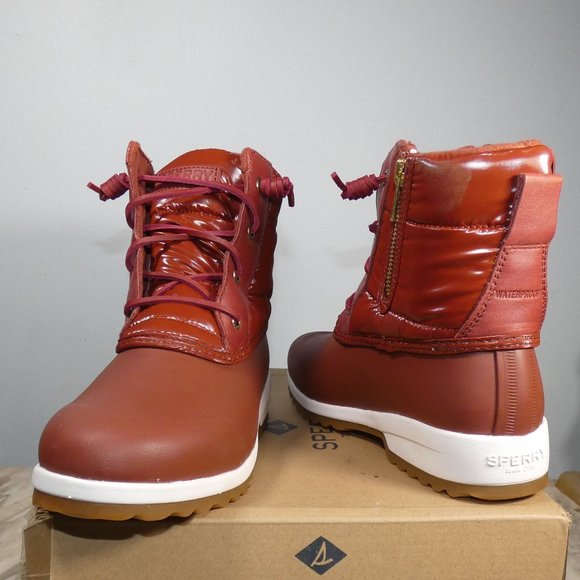 Sperry Women's Maritime Repel Puffer Snow Boot, Red Nylon, 8 - Picture 8 of 9
